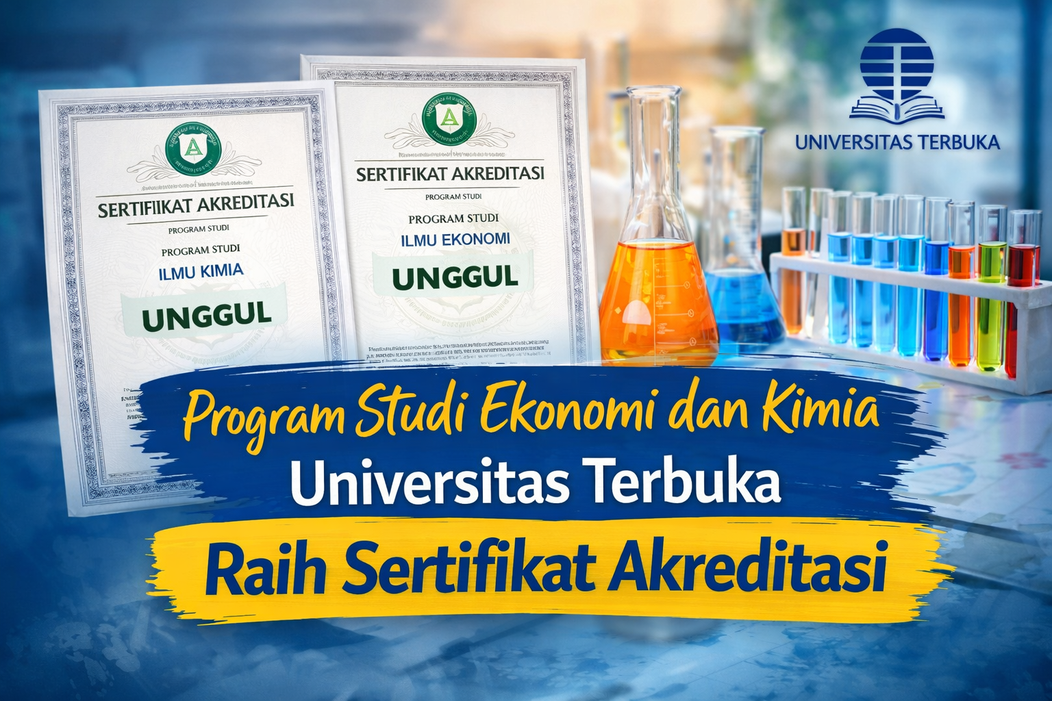 Program Studi Ekonomi dan Kimia Universitas Terbuka Raih Sertifikat Akreditasi UNGGUL